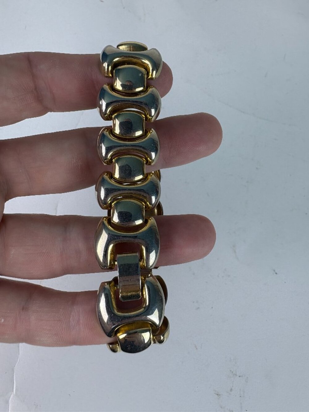 Vintage Two-Tone Chunky Link Bracelet Gold Silver